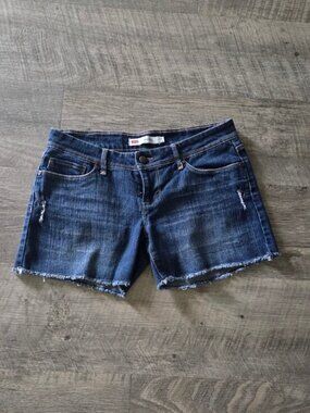 Levi's Dark Blue Cutoff Denim Shorts.